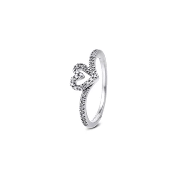  Подлинные кольца в виде сердца из сверкающего серебра 925 пробы для женщин, обручальное кольцо, ювелирный подарок Bague Femme